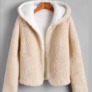 ZAFUL Hooded Reversible Teddy Coat - Warm White